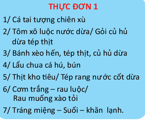 Thực đơn KDL Lan Vương - Bến Tre - Beli Travel